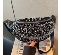 Nouveau sac de poitrine à paillettes de couleur unie à la mode, sac de taille léger, polyvalent, pratique et décontracté, convient aux femmes pour le shopping, le transport du portefeuille, convient é
