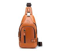 Nouveau Sac de Poitrine en Cuir Sac à Bandoulière Mode pour Hommes Sports et Loisirs Imperméable Vintage Petit Sac à Suspendre Sac à Bandoulière de Grande Capacité pour Le Bureau et l'étude