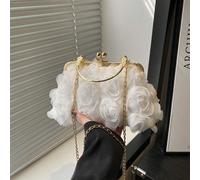 Nouveau sac de soirée 2025 avec design de chaîne fleurie, sac à main de mode pour femmes, sac à bandoulière/porté travers, sac fourre-tout à chaîne de couleur unie [placement aléatoire du motif floral