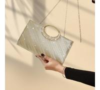 Nouveau sac de soirée pour femme à la mode, léger et scintillant avec strass, élégant et raffiné pour les fêtes ; équipé d'une chaîne métallique amovible, peut être porté comme sac à bandoulière ou sa