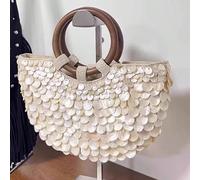 Nouveau sac en coquillage naturel fait main de haute qualité avec motif féerique Ce sac cabas exquis, fabriqué à la main, est un véritable accroche-regard. Chaque pièce est ornée de coquillages vérita
