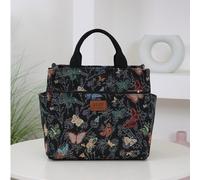 Nouveau sac en tissu épais jacquard de grande capacité, sac à main, sac isotherme avec couche en feuille d'aluminium, sac Bento, semi-fermé avec fermeture éclair, sac de rangement multipoches pour mam