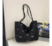Nouveau sac fourre-tout en canevas lavée bleu attrayant avec nœud, style coréen casual polyvalent. Idéal pour le travail, les voyages, les courses, la rentrée scolaire des étudiants. Grand sac à main 