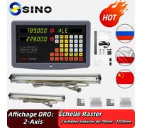 Nouveau SDS2MS 2 axes DRO lecture numérique AC110V/220V affichage et 2 pièces 100-1000mm encodeur à échelle linéaire pour fraiseuse tour 0.005mm complete kit