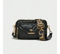 Nouveau set complet de mode classique en couleur unie en forme de V matelassé en tissu PU, sac à épaule avec motif logo animal métallique rétro, sac carré, portefeuille femme avec décoration motif let