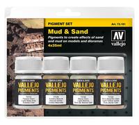 Vallejo Acrylicos VJ73191 Lot de 4 pigments « Mud & Sand » Noir 35 ml
