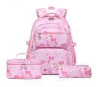 Nouveau set de sac à dos mode, combo sac d'école 3-en-1 joli motif pour la rentrée des filles, disponible en rose, violet, bleu, noir et plus, avec boîte à déjeuner et trousse à crayons LettresOxford