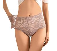 Nouveau sous-vêtement en Dentelle Femmes Taille Moyenne Ultra Mince Voir à Travers Les Bas en Grande Taille Femmes Coton Slips Panty Femme Culotte Femme Coton Taille Haute Noire (Khaki, L)
