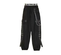 Nouveau Streetwear Femme Deux pièces Panneau Chemise + Ruban chaîne Pantalon Harajuku Cargo 2 pièces Ensemble Femmes-Cargo Pantalon-S