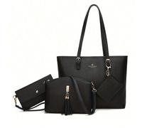 Nouveau style européen et américain Ensemble de 4 pièces de sacs de maternité de grande capacité en couleur unie, sac fourre-tout à motif croisé, sac messager vintage d'épaule, fournitures scolaires, 