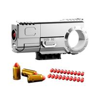 Nouveau Style Jouet Anti Stress Pistolets à Balles Souples +20 Soft Bullet,CréAtif Anti Stress Jouet EDC Mini a Transporter,Jouet Anti-Stress MatéRiau en Alliage Multifonction a La Mode (Argent)