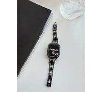 Nouveau Style Pour Bracelet Apple Watch Iwatch 8 Génération 76543se Chaîne De Bracelet Apple Watch En Métal Trèfle À Quatre Feuilles-Chaîne Noire Obsidienne [Bracelet Simple] - 42 Mm/44 Mm/45 Mm/49