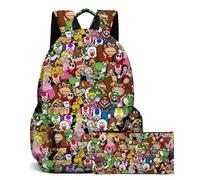 Nouveau Super Mario Étudiant Cartable Dessin Animé Enfant Impression Sac à dos et Trousse B