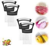 Nouveau Support De Tranches D'Oignon, 2024 Support à Oignons AméLioré Pour Trancher, Coupe-Citron, Coupe-LéGumes, Outil De Coupe Pour Viande, Oignons, Pommes De Terre, Tomates (4PCS)