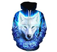 Nouveau Sweat à Capuche 3D avec Impression de Tête de Loup pour Homme et Femme, 3, XL