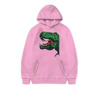 Nouveau sweat à capuche pour enfant avec imprimé dinosaure, sweat à capuche décontracté tendance avec décoration de poche pour garçons et filles ainsi que sweat à capuche en polaire, Rose, 13-14 ans