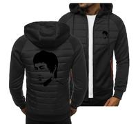 Nouveau Sweat à Capuche pour Hommes pour Bruce Lee Zip Up Cardigans Vestes décontractées Sweat à Capuche Pull léger Vêtements d’extérieur Chauds-Black A||M