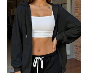 Nouveau Sweat-shirt à capuche pour femmes, printemps, design minimaliste, épaissi, convient pour porter en dessous de 15°C, mode, convient pour les sports, décontracté, course, fitness, noir L,M,S,XSB