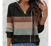 Nouveau Sweat-shirt-shirt rayé bicolore pour femmes, convenant à l'automne/hiver. Parfait pour les enseignantes et les vêtements d'automne pour femmes. Idéal pour les tenues scolaires au début de l'au