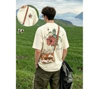 Nouveau t-shirt à col ras du cou à manches courtes ample avec imprimé slogan pour hommes, idéal pour les jours de détente et les vacances. Convient aussi bien pour la vie quotidienne que pour les vaca