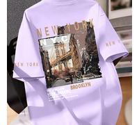 Nouveau T-shirt à col rond imprimé New York City, doux et confortable pour l'été. Nous proposons des hauts printemps/été confortables, à la mode et décontractés pour les tout-petits, les enfants et le