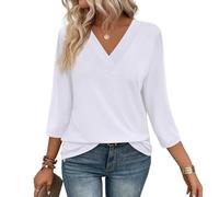 Nouveau T-shirt à sept bracelets pour femmes couleur décontractée col en V pur, -, L