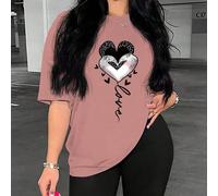 Nouveau T-shirt ample à manches courtes décontracté pour femmes avec imprimé "Pardon" L,M,S,XL,XSBlocs de couleur,Géométrique,Cœur,LettresTissu tricoté