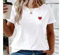 Nouveau T-shirt casual polyvalent à manches courtes, col rond, imprimé cœur et taches d'encre, pour femmes, collection printemps/été, grandes tailles 0XL,1XL,2XL,3XL,4XLGéométriqueTissu tricoté