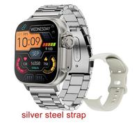 Nouveau T900 Ultra Montre Intelligente Hommes 49Mm Série 9 Amoled Écran Nfc Boussole Étanche Pour Montre Ios Iwo Ultra 9 Appel Smartwatch.Silver Steel.Bt Call