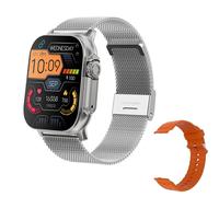 Nouveau T900 Ultra Montre Intelligente Hommes 49Mm Série 9 Amoled Écran Nfc Boussole Étanche Pour Montre Ios Iwo Ultra 9 Appel Smartwatch.Silver Orange Mesh.Bt Call