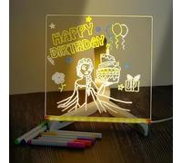 Nouveau Tableau De Notes Led Avec Couleurs EffaçAble à Sec Lumineux - Support Ajustable Et Stylo 7 Couleurs - Dessin Illuminé Pour Bureau, éCole Et Maison (20 * 20cm)