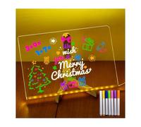 Nouveau Tableau de Notes LED Multicolore - Tableau à Message LED avec Stylos 7/12 Couleurs et Support, Tableau de Dessin Illuminé LED pour Bureau, École et Maison (Style 2, 15 * 15cm)