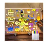 Nouveau Tableau de Notes LED Multicolore - Tableau à Message LED avec Stylos 7/12 Couleurs et Support, Tableau de Dessin Illuminé LED pour Bureau, École et Maison