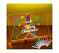 Nouveau Tableau de Notes LED Multicolore - Tableau à Message LED avec Stylos 7/12 Couleurs et Support, Tableau de Dessin Illuminé LED pour Bureau, École et Maison (Style 3, 20 * 20cm)