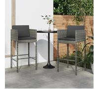 Nouveau Tabourets de bar lot de 2 avec coussins gris résine tressée，Maximum 110 kg,50 x 48 x 100 cm BELLE C37383075