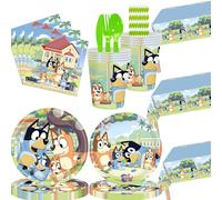 Nouveau thème Bluey décorations de fête d'anniversaire fournitures vaisselle jetable tasse assiette serviette ballons bébé douche enfants fête cadeau Ensemble de 40 pièces