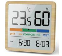 Nouveau thermomètre hygromètre numérique intérieur avec écran LCD, capteur de température et d'humidité, station météo, convient pour la maison, le bureau et le jardin Blanc,noir,Couleur du grain du b