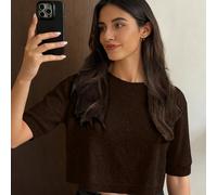 Nouveau Top tricoté à col rond et manches courtes pour le printemps/été, style ample et court, chic minimaliste pour le travail, pull mode affaires, top court à manches mi-longues, nouvelle année L,M,