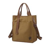 Nouveau Tote à Bandoulière Multifonction Mode Léger en Toile pour Transport Scolaire et Décontracté (Coffee, One Size)