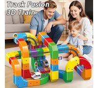 Nouveau Train 3D Track-Fusion 2026, Coffret De 51/81/123 Pièces, Développe La Coordination Œil-Main, avec Panneaux De Signalisation,81pcs Set