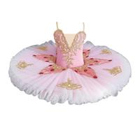 Nouveau Tutu Ballet Professionnel pour Fille, Robe Pancake Style Plateau Ballerine,Rose,130