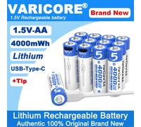 Nouveau VariCore AA 1.5V 4000mWh batterie Rechargeable au Lithium de grande capacité type-c USB Charge rapide pour télécommande souris jouet 20PCS VC-4000T