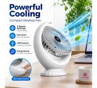 Nouveau ventilateur de bureau rechargeable, 5W 1200mAh, chargement USB, ventilateur de table portable à 3 vitesses, moteur silencieux, angle réglable, ventilateur personnel pour bureau, maison, WD50