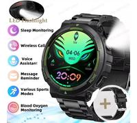 Nouveau Véritable 30 Mètres Natation Montre Intelligente Lampe De Poche Étanche 100 + Sport Smartwatch Bt Appel Moniteur De Fréquence Cardiaque Ai Assistant Vocal.Gr22Bkszstrap.Swimming Watch