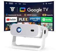 Nouveau videoprojecteur Google TV 2026 avec Applications intégrées, résolution Native 1080p et 4K, Compatible Wi-FI 6 et Bluetooth 5.2, 500 ANSI, Ventilateur Silencieux (<30 DB), pour iOS/Android/PS5