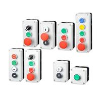 Nouveau XB2 bouton en métal interrupteur boîte de commande démarrage arrêt symbole d'identification industrielle auto-réinitialisation circulaire interrupteur d'arrêt d'urgence(GRAY)