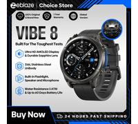 Nouveau Zeblaze VIBE 8 AMOLED affichage lampe de poche intégrée Smartwatch lentille saphir faire/réception des appels HR/BP surveillance montre intelligente Desert Grey