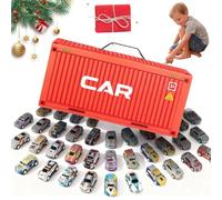 Nouveauté 2026 48 Mini Voitures à rétrofriction avec Garage intégré, 48 pièces de Voitures de Course Miniatures en Alliage moulé sous Pression. (24*Rouge)