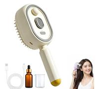 Nouveauté 2026 Brosse à cheveux électrique à coussin d'air et pulvérisation - Rechargeable, démêlante et anti-frisottis,nourrit les cheveux secs,soin spa portable à domicile (1,Blanc crème)