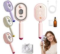 Nouveauté 2026 Peigne Massage à Coussin d'Air Et Spray Électrique - Rechargeable, à Nano-Brume | Démêle Et Élimine Les Frisottis Pour Des Cheveux Secs, Offrant Une Expérience Home Spa (1,Rose)